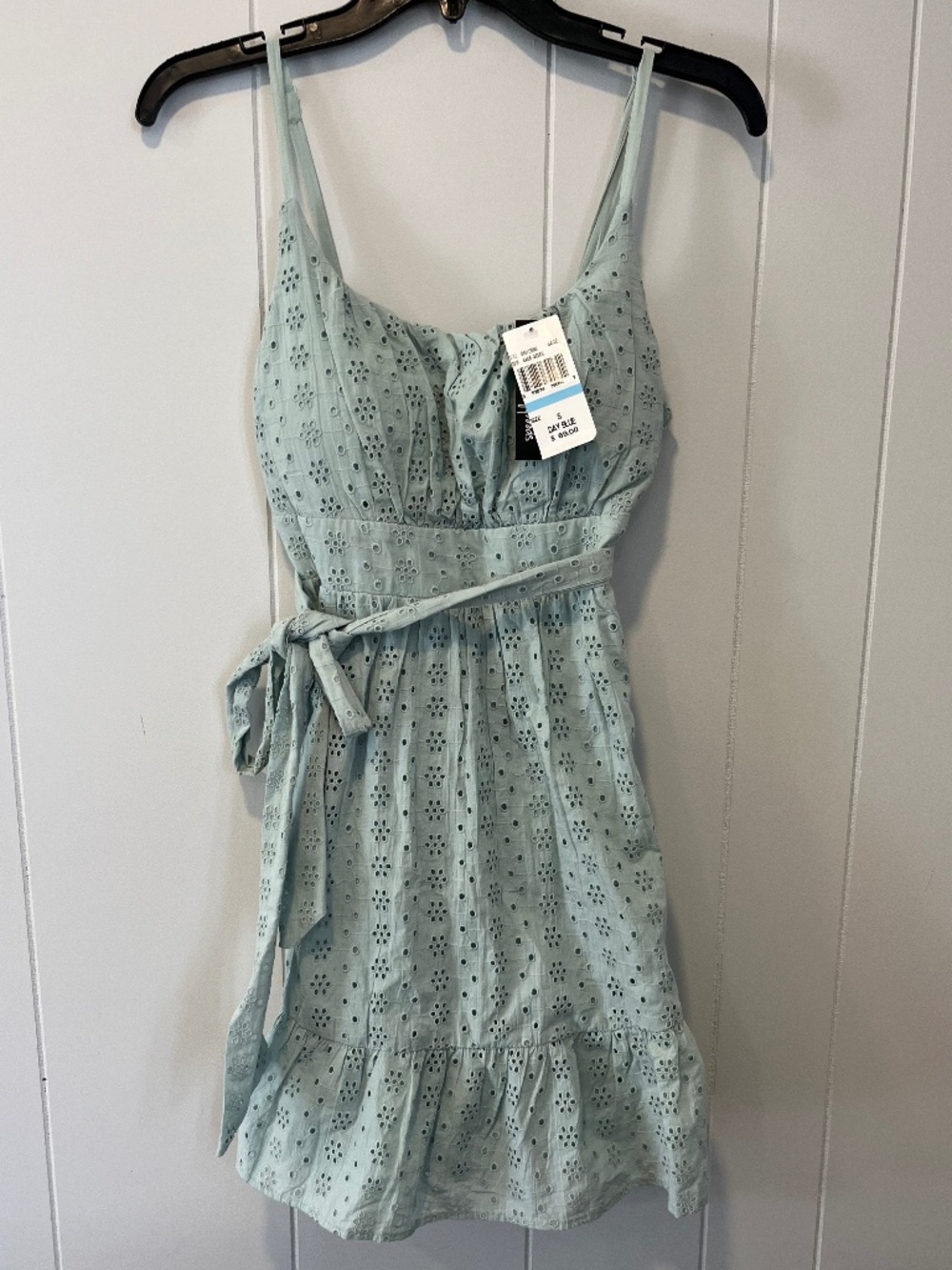 Flirty Dress w/ Adjustable Straps Cotton Eyelet Ruffle Mini Sundress Jr sz 5 NWT